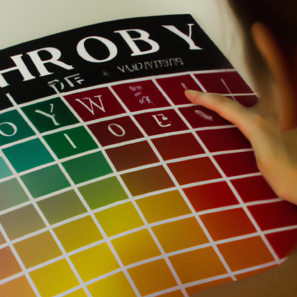 Person studying color theory concept
