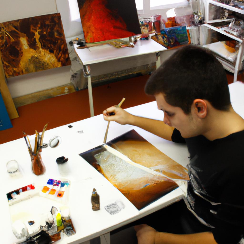 Person working in art studio