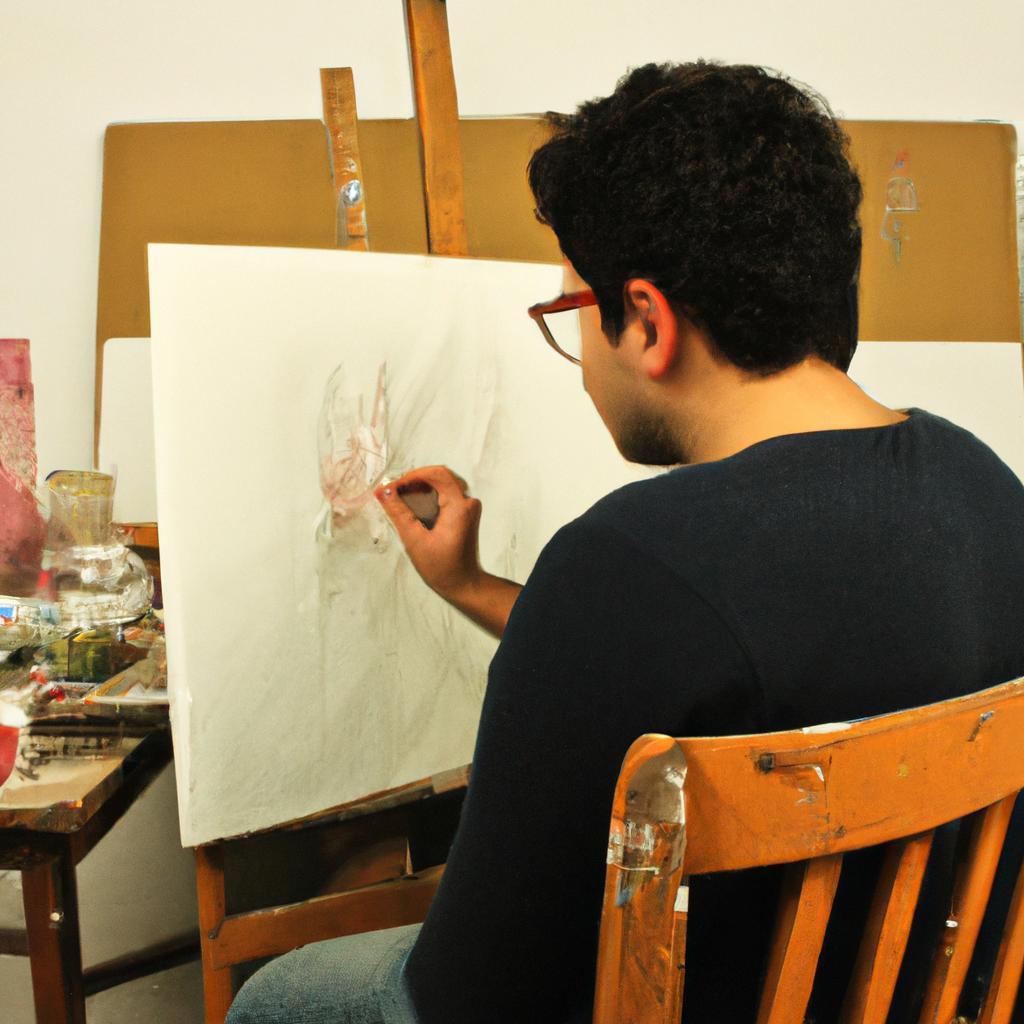 Person painting in art studio