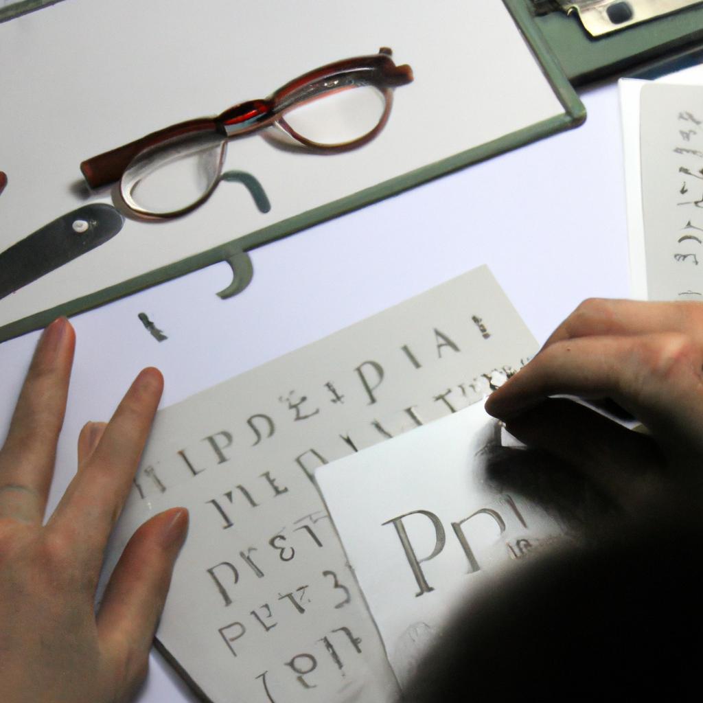 Person working with typography tools